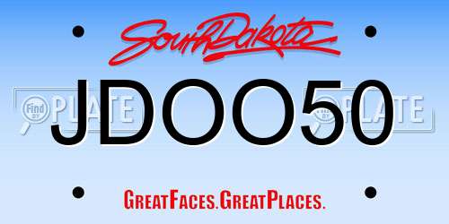 JDOO50 South Dakota License Plate