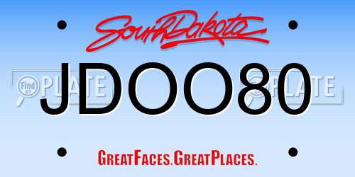 JDOO80 South Dakota License Plate