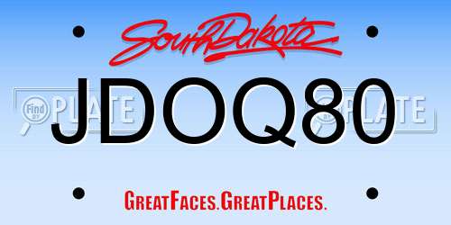 JDOQ80 South Dakota License Plate