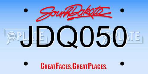 JDQ050 South Dakota License Plate