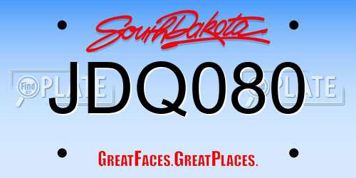 JDQ080 South Dakota License Plate