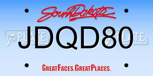 JDQD80 South Dakota License Plate