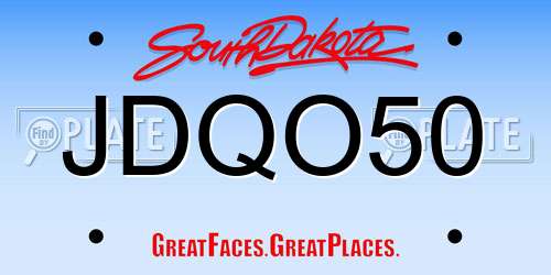 JDQO50 South Dakota License Plate