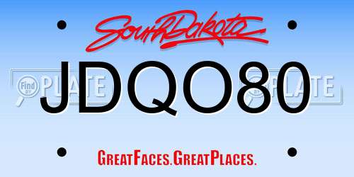 JDQO80 South Dakota License Plate