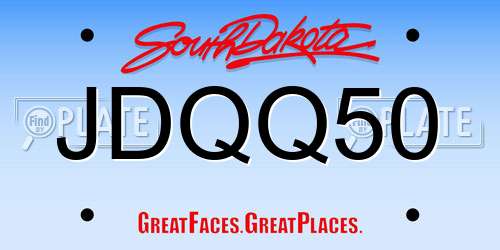 JDQQ50 South Dakota License Plate