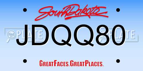 JDQQ80 South Dakota License Plate