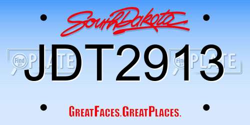 JDT2913 South Dakota License Plate