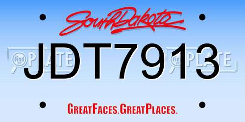 JDT7913 South Dakota License Plate