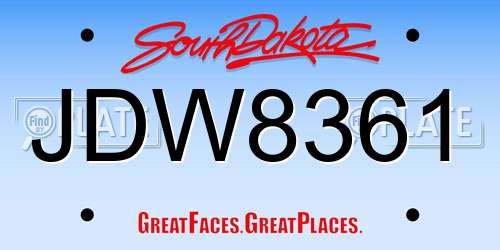 JDW8361 South Dakota License Plate
