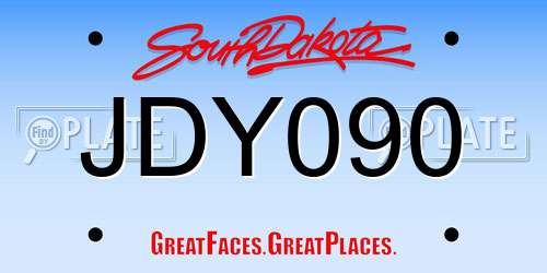 JDY090 South Dakota License Plate