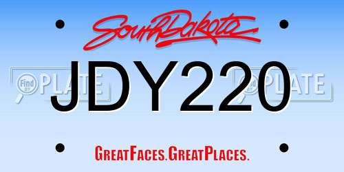JDY220 South Dakota License Plate