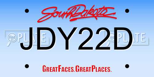 JDY22D South Dakota License Plate