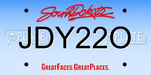 JDY22O South Dakota License Plate