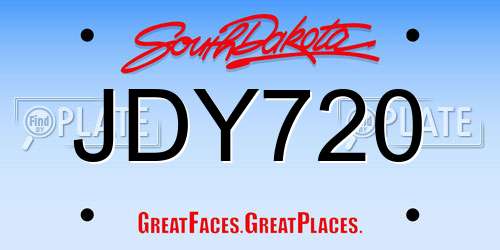 JDY720 South Dakota License Plate