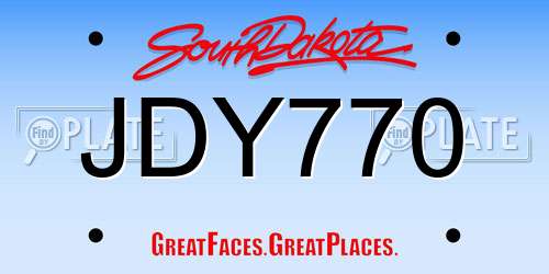 JDY770 South Dakota License Plate