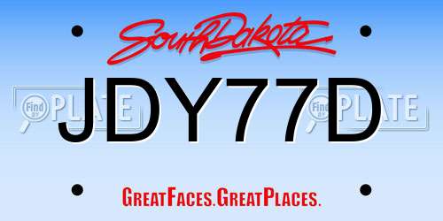 JDY77D South Dakota License Plate