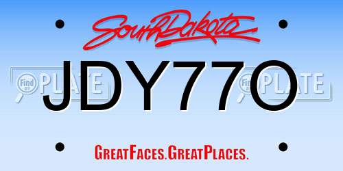 JDY77O South Dakota License Plate