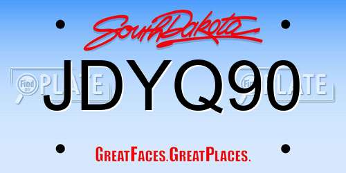 JDYQ90 South Dakota License Plate