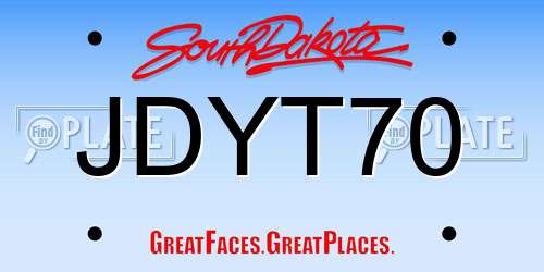 JDYT70 South Dakota License Plate