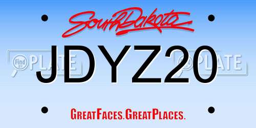 JDYZ20 South Dakota License Plate