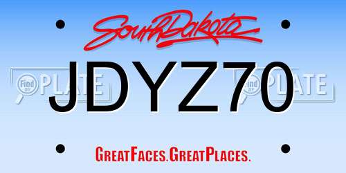 JDYZ70 South Dakota License Plate