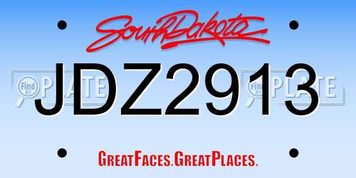 JDZ2913 South Dakota License Plate