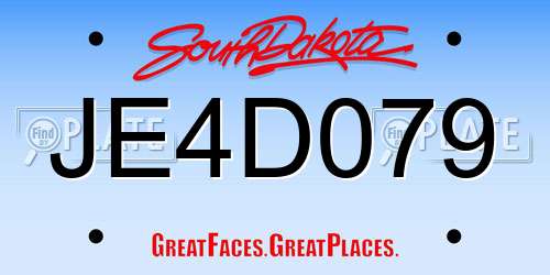 JE4D079 South Dakota License Plate