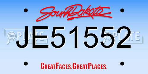 JE51552 South Dakota License Plate