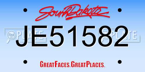 JE51582 South Dakota License Plate