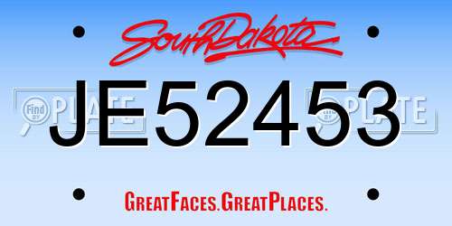 JE52453 South Dakota License Plate