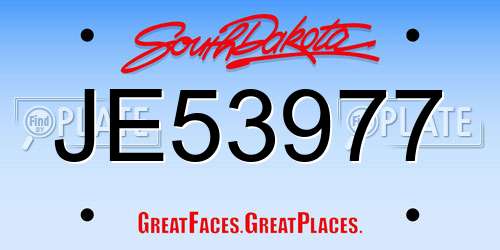 JE53977 South Dakota License Plate