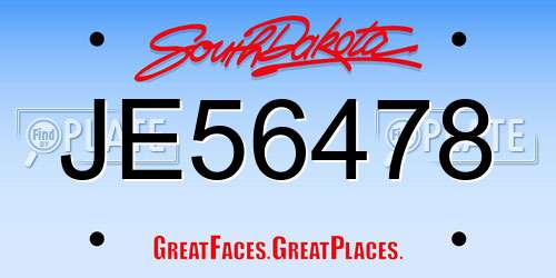JE56478 South Dakota License Plate