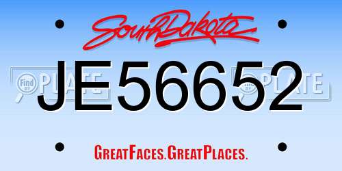 JE56652 South Dakota License Plate