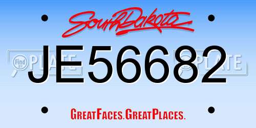JE56682 South Dakota License Plate
