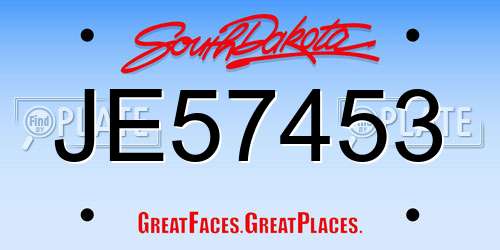 JE57453 South Dakota License Plate