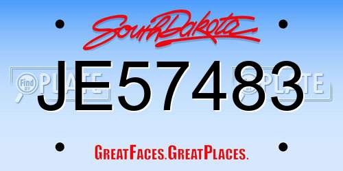 JE57483 South Dakota License Plate