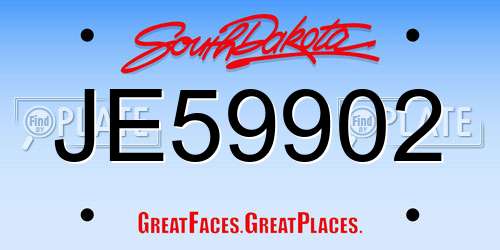 JE59902 South Dakota License Plate