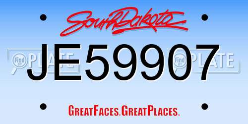 JE59907 South Dakota License Plate