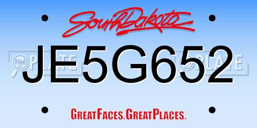 JE5G652 South Dakota License Plate