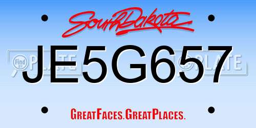 JE5G657 South Dakota License Plate