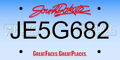 JE5G682 South Dakota License Plate
