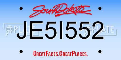JE5I552 South Dakota License Plate