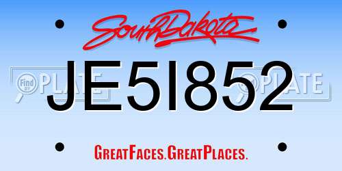JE5I852 South Dakota License Plate