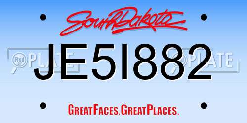 JE5I882 South Dakota License Plate