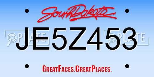 JE5Z453 South Dakota License Plate