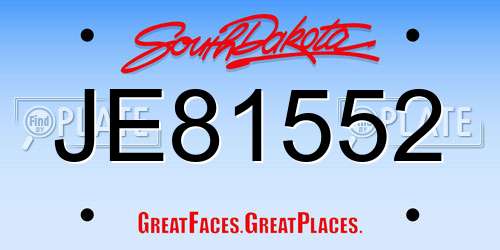 JE81552 South Dakota License Plate