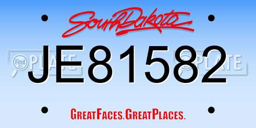 JE81582 South Dakota License Plate