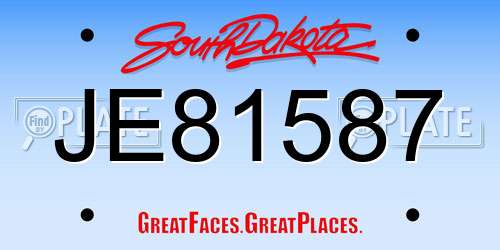 JE81587 South Dakota License Plate