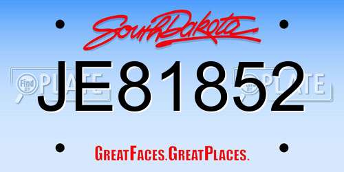 JE81852 South Dakota License Plate