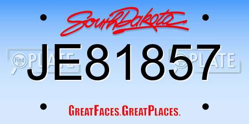 JE81857 South Dakota License Plate